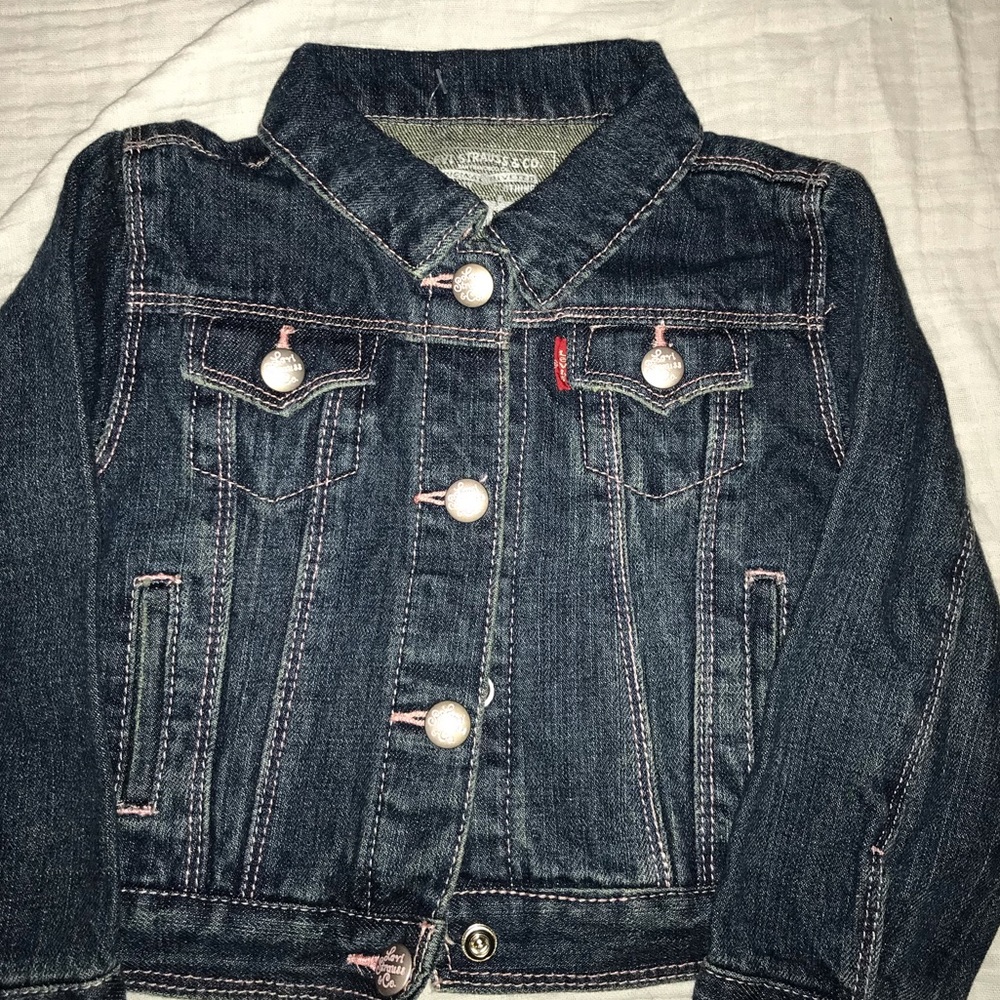 Levi baby girl jean jacket with pink detailing